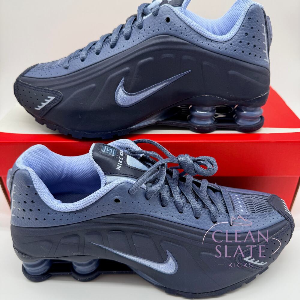 Nike Shox R4 GS Obsidian Blue/Aluminum Kids 6Y Women's 7.5 NIB - Picture 2 of 6